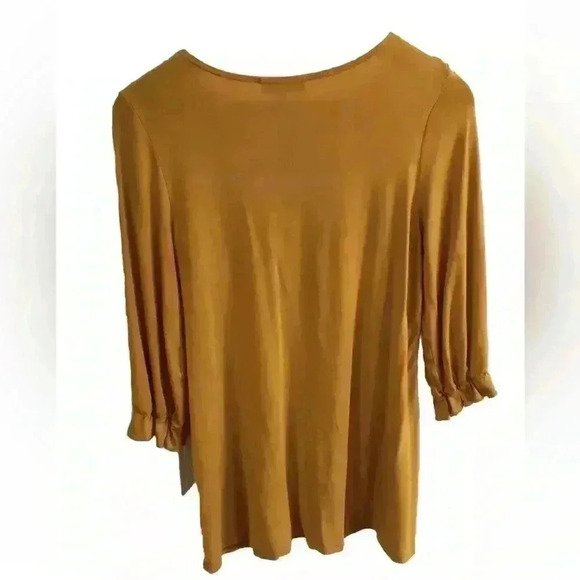 Hailey and Co. Ladies Mustard Yellow Embroidered 3/4 sleeve blouse Medium - Picture 2 of 5